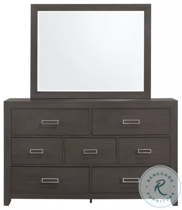 Roma Dark Gray 7 Drawer Dresser And Mirror