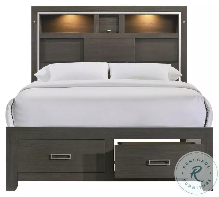 Roma Dark Gray Storage Platform Bedroom Set