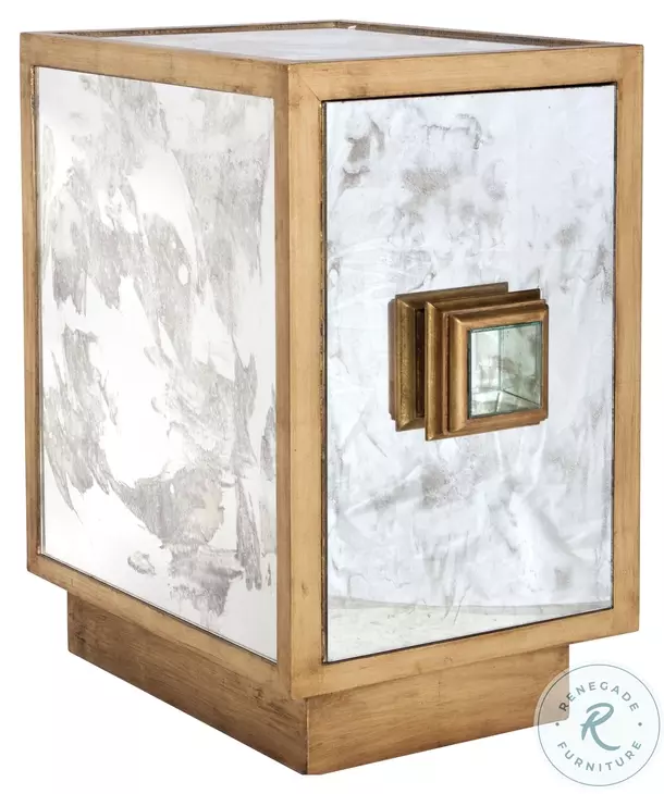 Savannah Antique Mirror And Gold Leaf 1 Door Cabinet