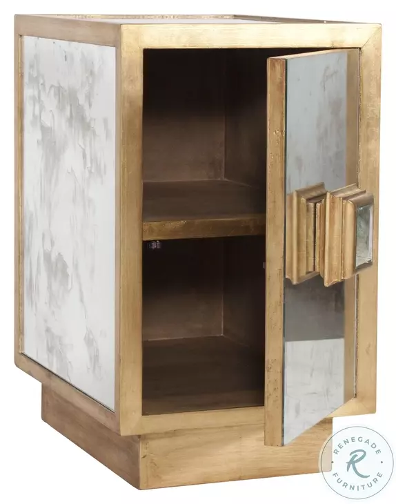 Savannah Antique Mirror And Gold Leaf 1 Door Cabinet