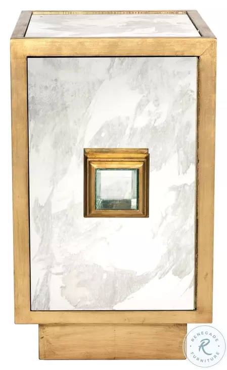 Savannah Antique Mirror And Gold Leaf 1 Door Cabinet
