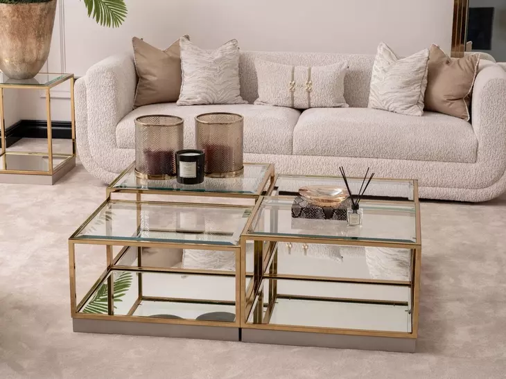 Savannah Breeze Bright Gold Short Cocktail Table Set of 2
