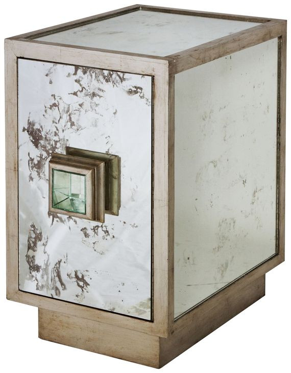 Savannah Silver Leaf 1 Door Side Table Cabinet