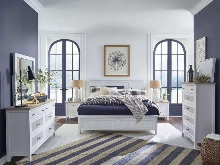 Windmill Harbour White Whisp and Sand King Panel Bed