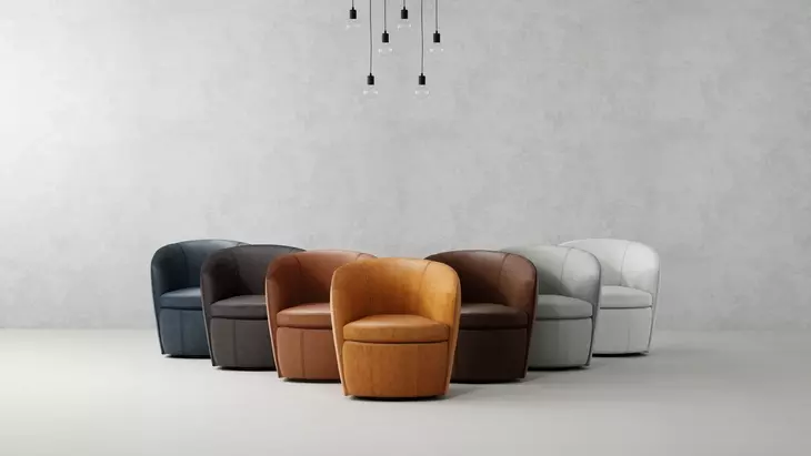 Sienna Vintage Onyx Leather Upholstered Swivel Club Chair