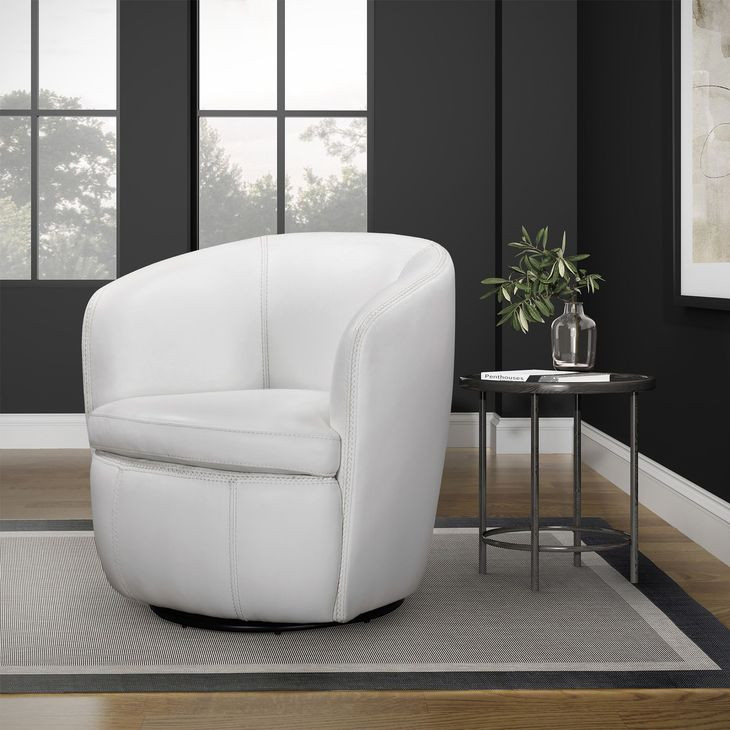 Barolo Snow Italian Leather Swivel Club Chair