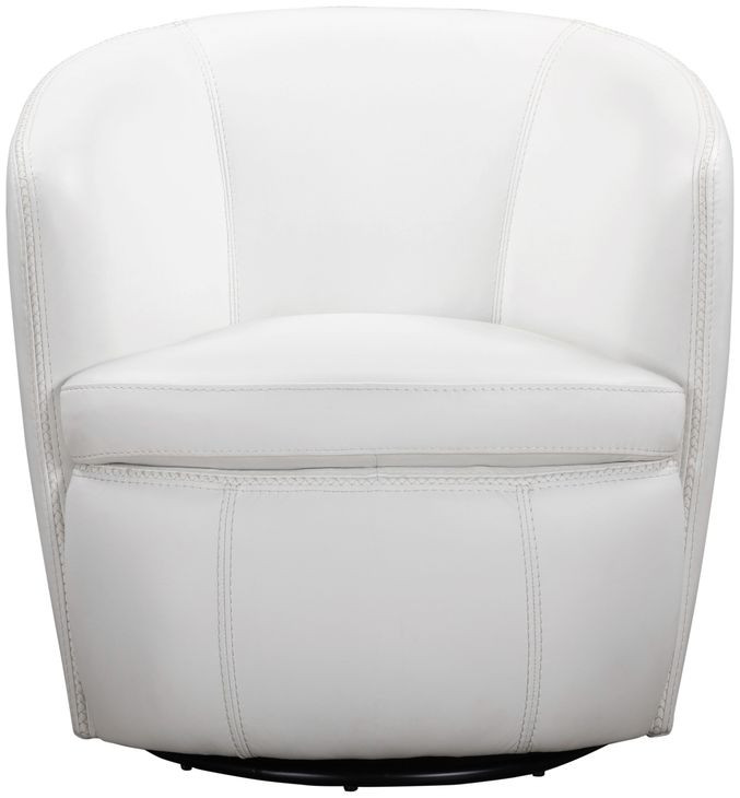 Barolo Snow Italian Leather Swivel Club Chair