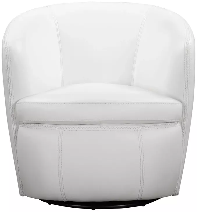 Barolo Snow Italian Leather Swivel Club Chair