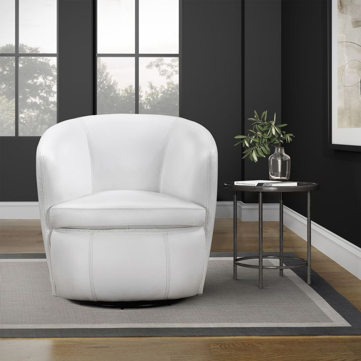 Barolo Snow Italian Leather Swivel Club Chair