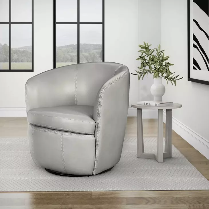 Barolo Steamboat Ice Italian Leather Swivel Club Chair