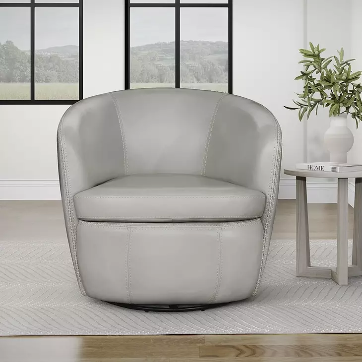 Barolo Steamboat Ice Italian Leather Swivel Club Chair