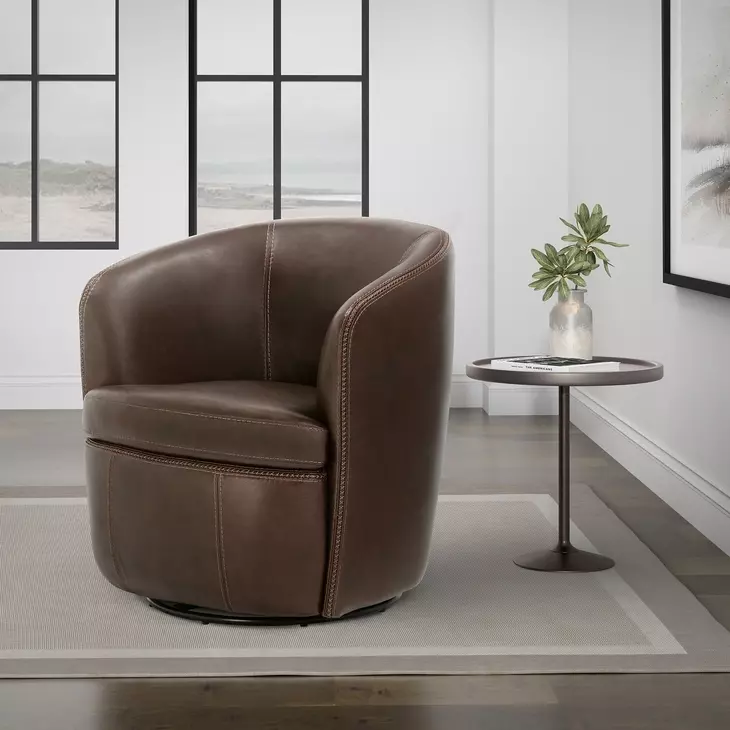 Barolo Vintage Brown Leather Swivel Club Chair