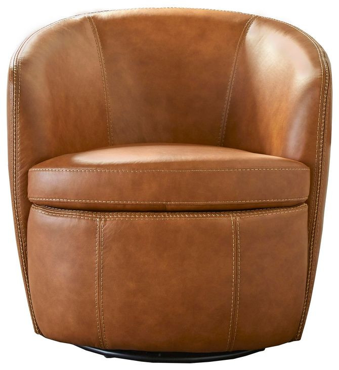 Barolo Vintage Caramel Leather Swivel Club Chair