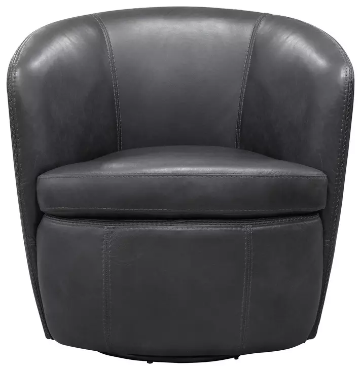 Barolo Vintage Slate Leather Swivel Club Chair