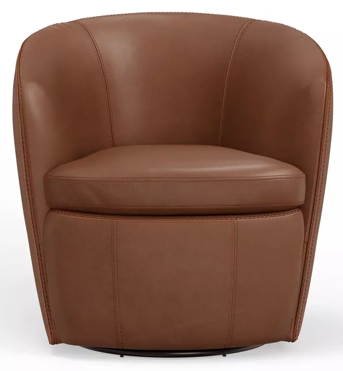 Barolo Vintage Whiskey Italian Leather Swivel Club Chair