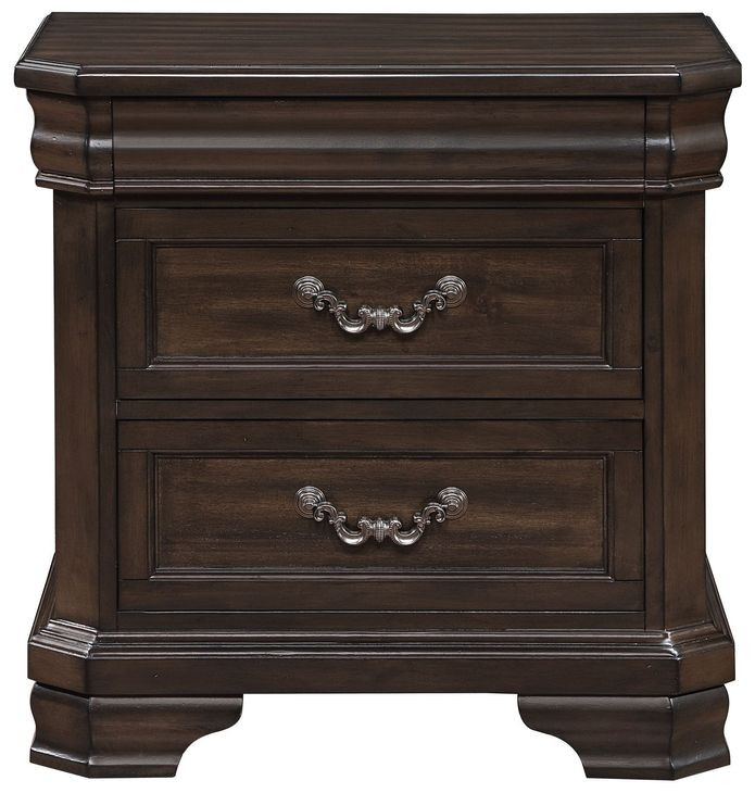 Lyndhurst Walnut 3 Drawer Nightstand with USB Charging