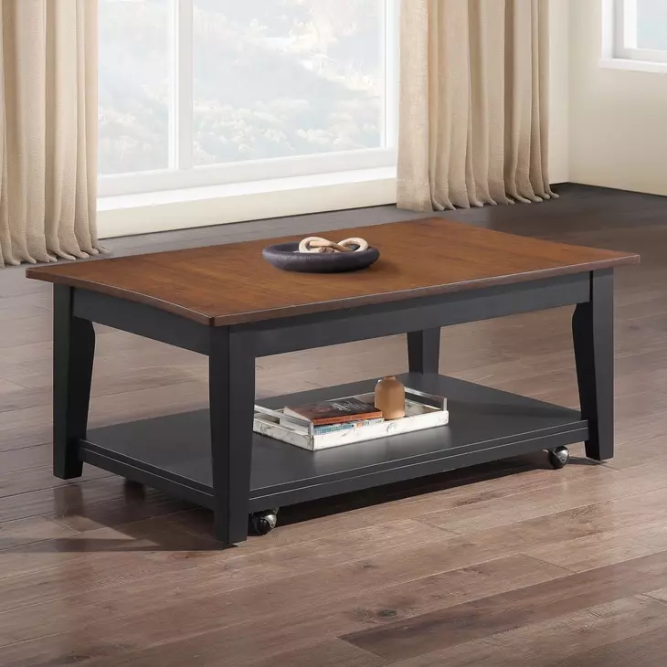 Joplin Black and Brown Rectangular Lift Top Coffee Table
