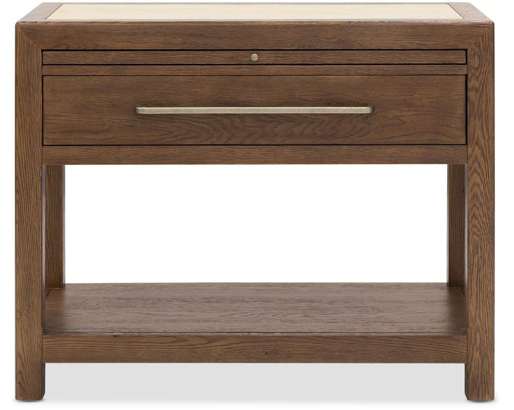 Harbor Drift Worn Saddle and Beige 1 Drawer Stone Top Open Nightstand