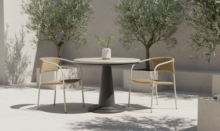 Esme Cream Outdoor 38" Round Cafe Table