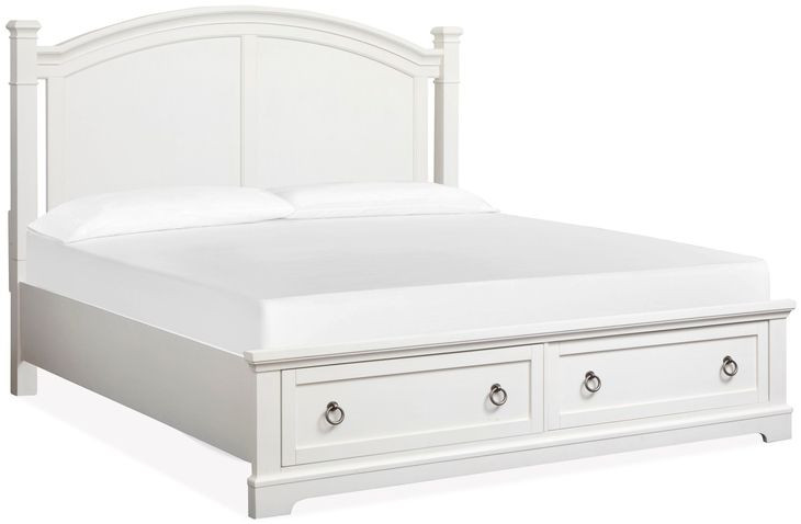 Crownfall Whisper White and Cerused Nutmeg King Storage Panel Bed