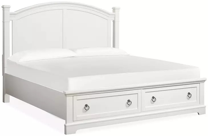 Crownfall Whisper White and Cerused Nutmeg Queen Storage Panel Bed