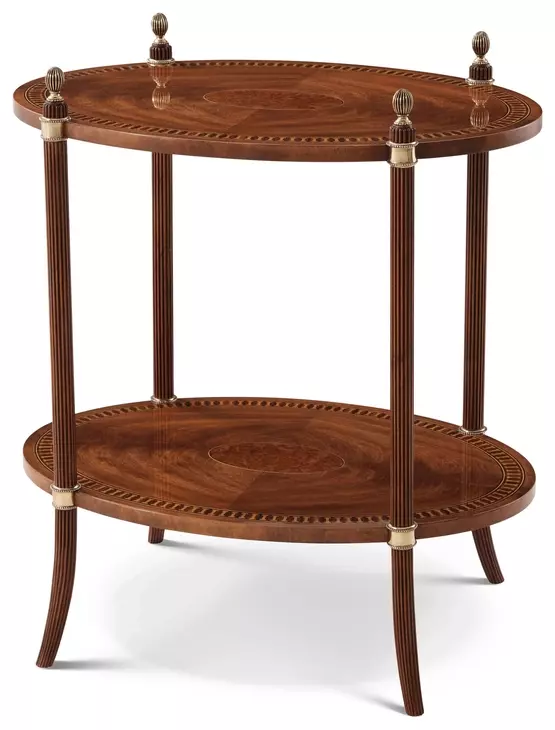 Stephen Church Brown Cerejeira and Gold Oval Adrienne Side Table