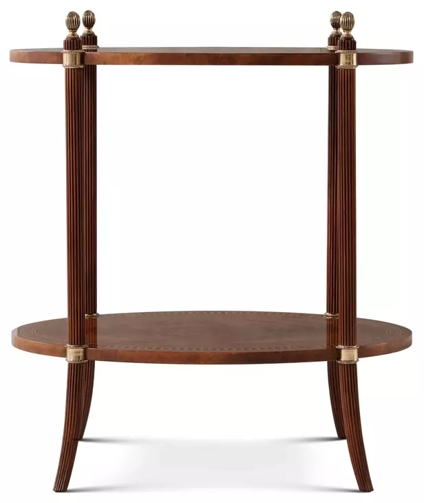 Stephen Church Brown Cerejeira and Gold Oval Adrienne Side Table
