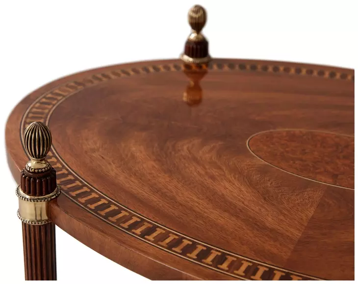 Stephen Church Brown Cerejeira and Gold Oval Adrienne Side Table