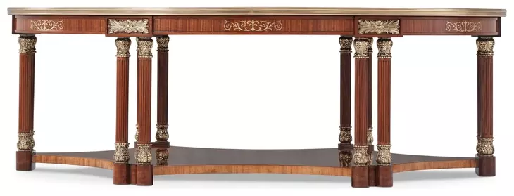 Stephen Church Light Etimoe and Gold Oval Paulette II Cocktail Table