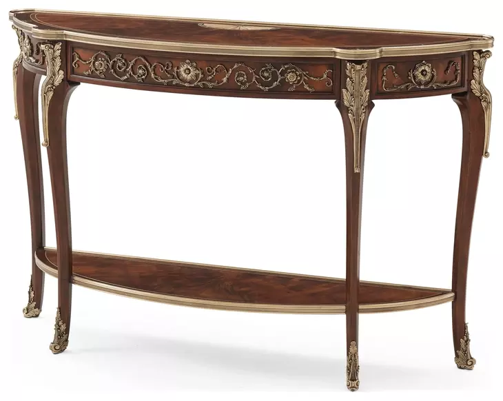 Stephen Church Clean Ramsey and Gold Demilune Melina D Shape Console Table