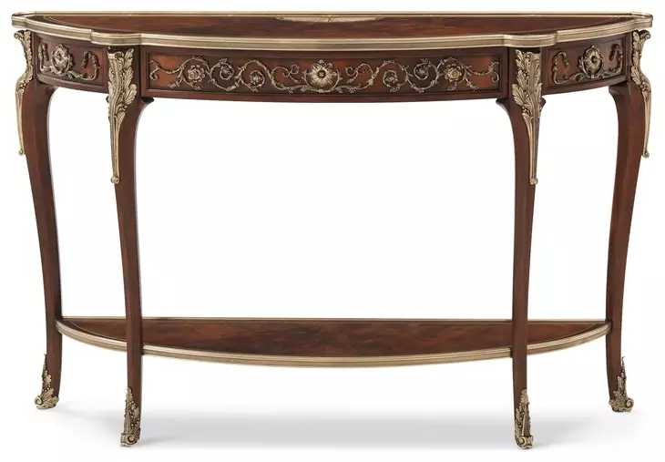 Stephen Church Clean Ramsey and Gold Demilune Melina D Shape Console Table