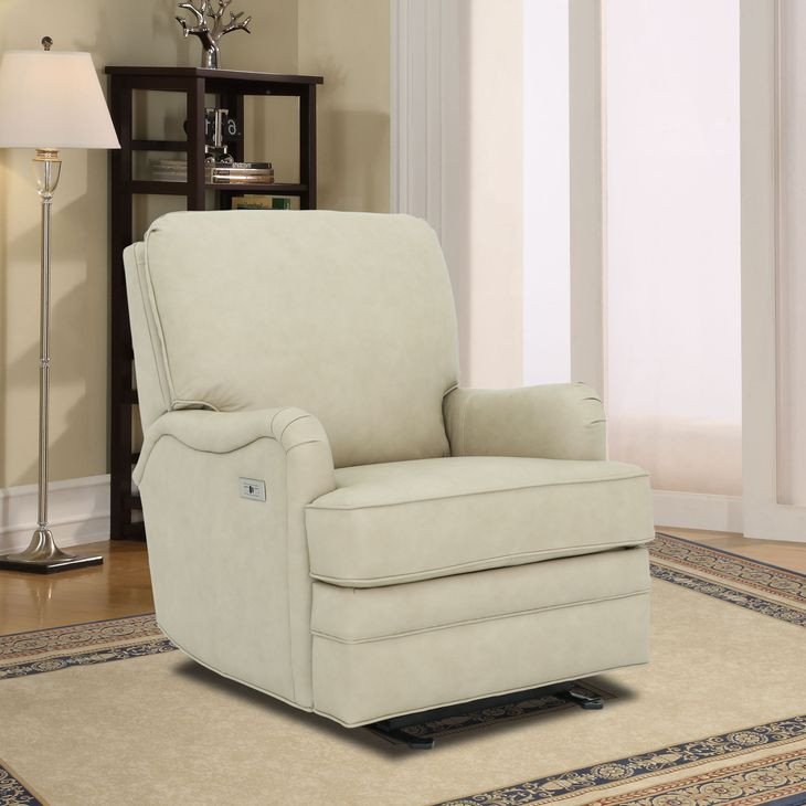 Scarlett Cashmere Stone Leather Wall Hugger Power Recliner with USB Port
