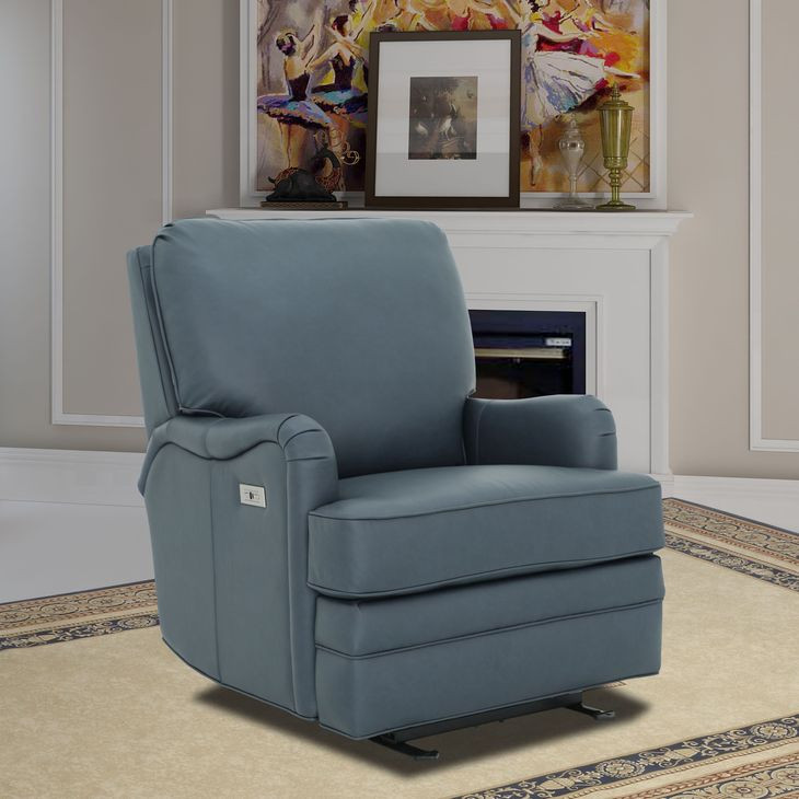 Scarlett Santa Fe Ocean Leather Wall Hugger Power Recliner with USB Port