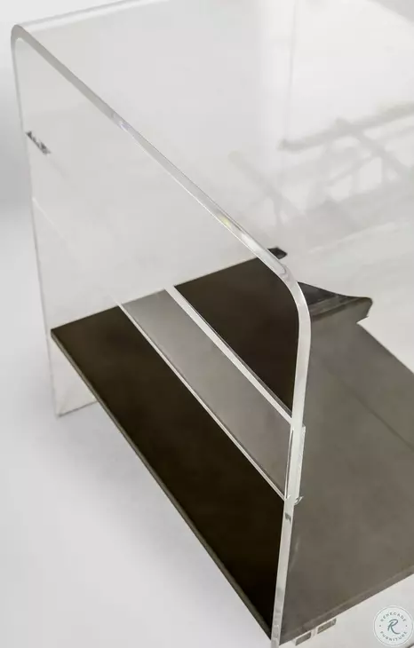 Sloan Antique Brass Lucite Waterfall Table