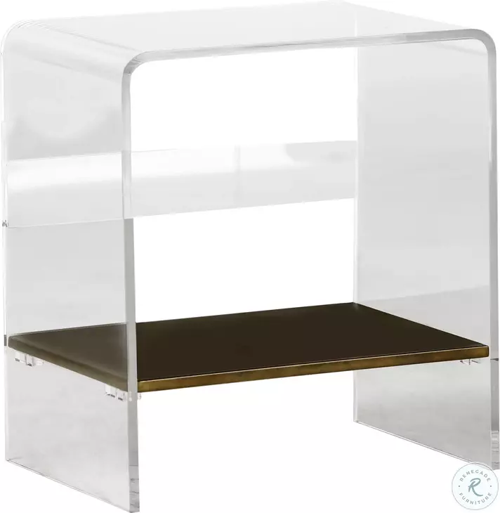 Sloan Antique Brass Lucite Waterfall Table