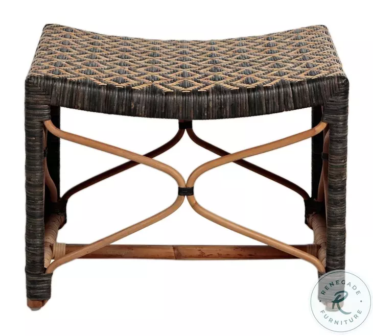 Bennet Black And Natural Rattan Stool