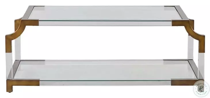 Kensley Tempered Glass and Mountain Brass Coffee Table