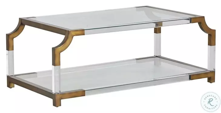 Kensley Tempered Glass and Mountain Brass Coffee Table