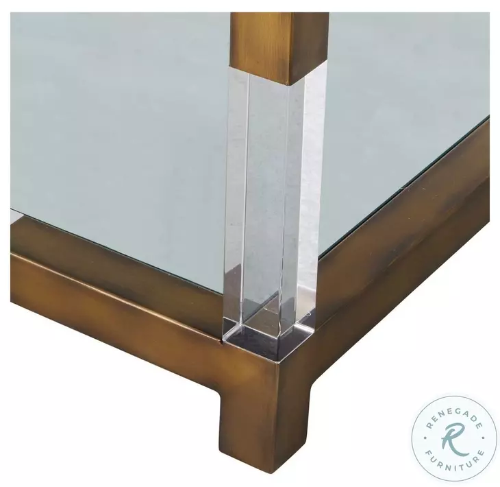 Kensley Tempered Glass and Mountain Brass Coffee Table