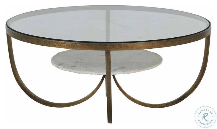 Wilbur Forged Champagne And Ivory Marble Coffee Table