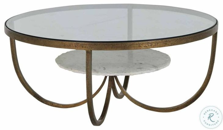 Wilbur Forged Champagne And Ivory Marble Coffee Table