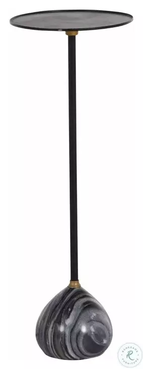 Nelle Gunpowder Black And Galaxy Grey Marble Drinking End Table