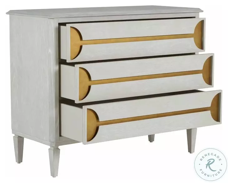 Kaitlin Cerused White And Stained Brass Chest