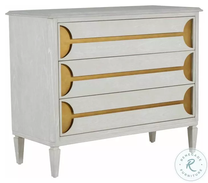 Kaitlin Cerused White And Stained Brass Chest