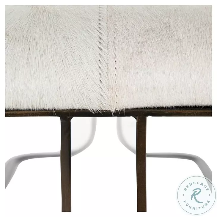 Orson Natural Ivory Hide Bench