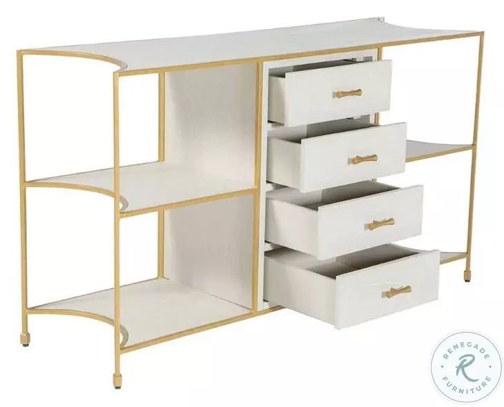 Jeanelle Cerused White And Stained Gold TV Stand