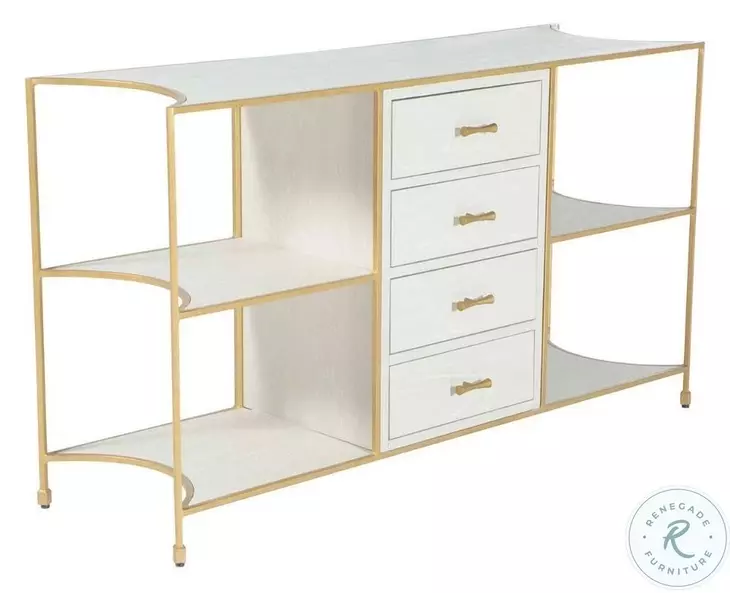 Jeanelle Cerused White And Stained Gold TV Stand