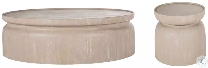 Marta Cerused Light Natural Occasional Table Set