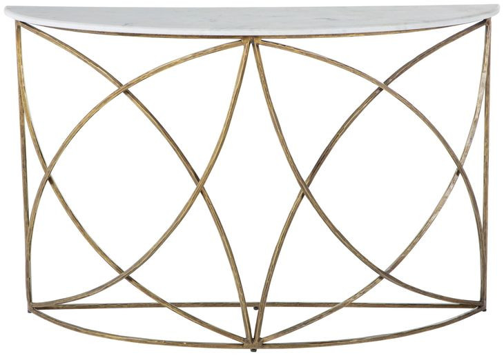 Wayland White Banswara Marble And Antique Aged Brass Console Table