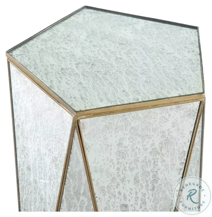 Tindell Mercury Glass And Polished Brass Drinking Table